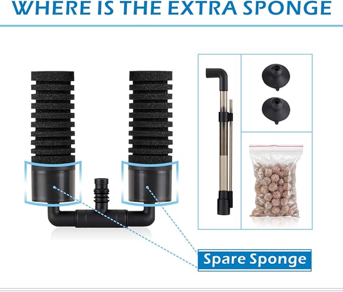 hygger Double Sponge Aquarium Filter with Ceramic Media