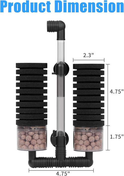 Filtro de esponja doble AQUANEAT con material cerámico – Hasta 55 galones