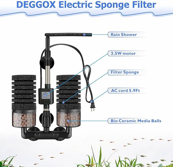 Electric Aquarium Sponge Filter with Pump – 10–20 Gallons