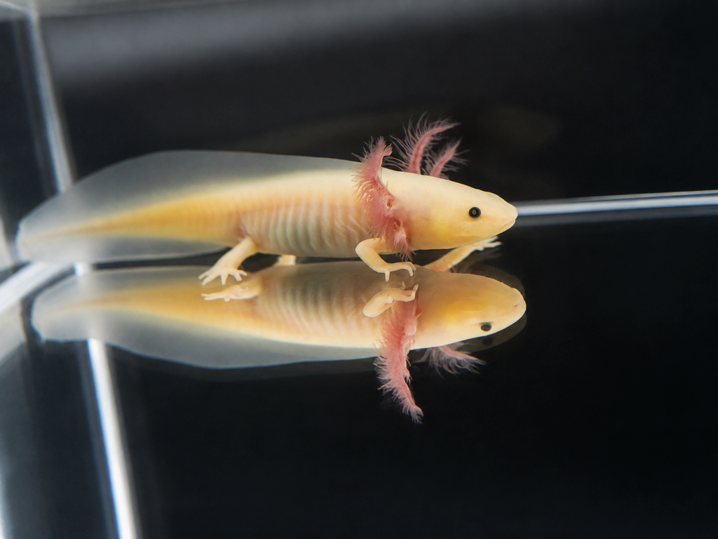 GFP Leucistic or "Glowing" Axolotl