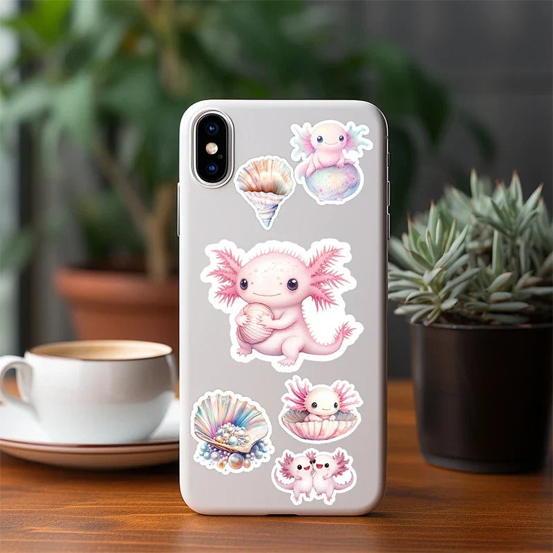 50-Piece Cute Pink Axolotl Sticker Pack